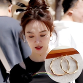 简约中餐厅姜妍同款 金属麻花大耳圈耳环高级感百搭圆圈耳钉耳饰女