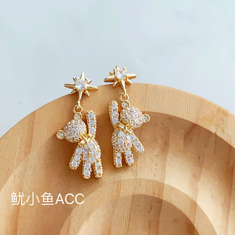 气质可爱小熊耳钉耳环耳饰女