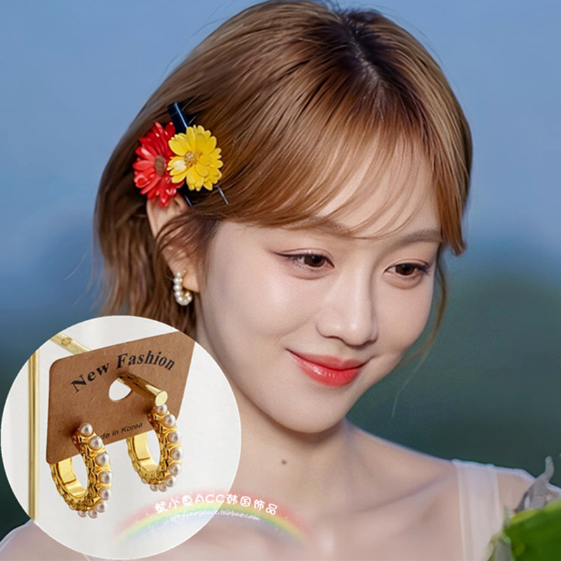 时尚OL百搭简约C形耳环耳圈女