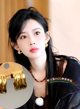 日韩合金女C形耳环孟子义同款