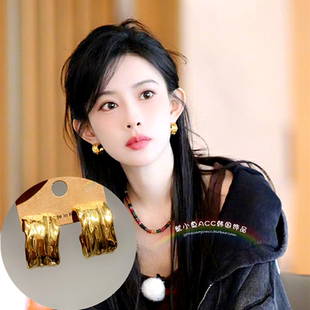 复古御姐风简约C形金属孟子义同款 高级感耳饰韩国女 耳环2025新款