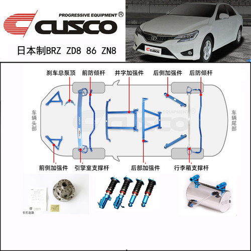 CUSCO库斯科锐志平衡杆前顶吧加强件改装底盘加固强化LSD避震器