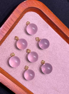 莫桑比克六芒星光粉晶转运珠 珠珠规格:12mm左右，搭配18k金扣头