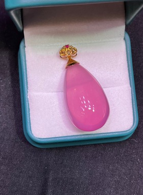 18 k金轻奢定制粉晶吊坠规格：34.19.13mm，总重11.43克