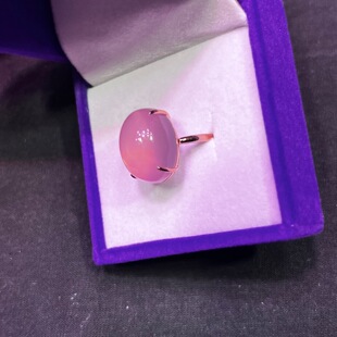 18k金粉晶戒指尺寸18-14-12mm5.94克裸石重3.87克圈口14号