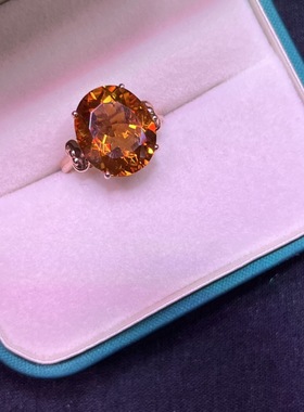 18K玫瑰金镶黄水晶戒指尺寸 14.12.8mm3.9克，裸石1.33克金2.65克