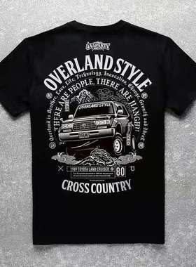 越野江湖四季新款印花短袖T恤男装 LC80丰田陆巡青春流行修身大码