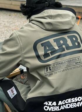 越野江湖+ARB抓绒冲锋衣秋冬季加绒软壳棉衣户外男女通款防水冲