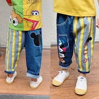 Ins Mickey Disney trẻ em nam nữ quần áo trẻ em phim hoạt hình cotton denim Quần Harlan giản dị 3-4 5 tuổi thủy triều - Quần jean kinh doanh quần áo trẻ em