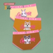 三角纯棉可爱狗卡通印花中腰收腹宽腰带抗菌裆大码 3条装 女生内裤