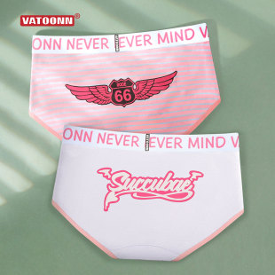 字母宽腰带女内裤 防卷边 纯棉印花中腰收腹运动三角抗菌裆透气大码