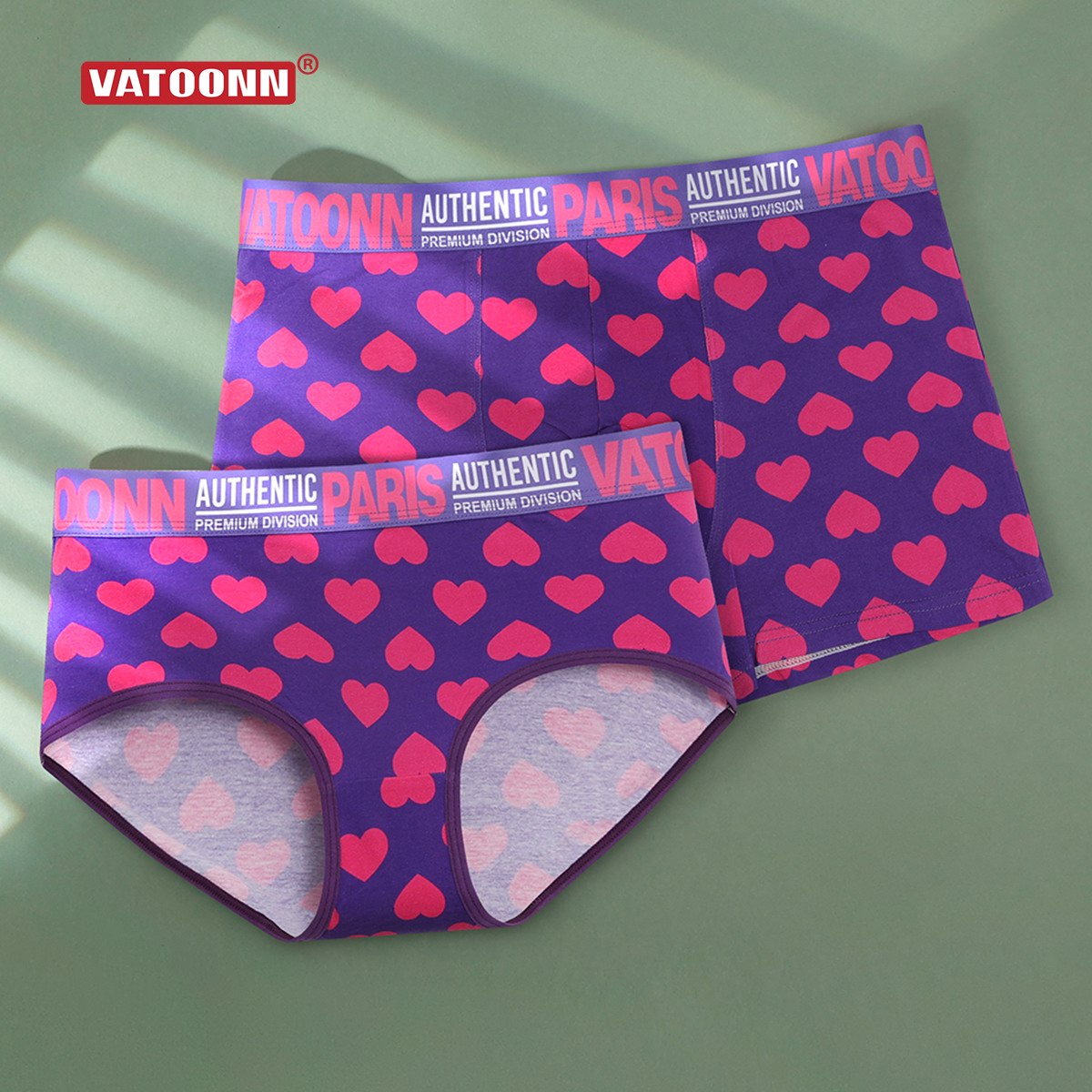 粉色爱心情侣内裤纯棉女三角