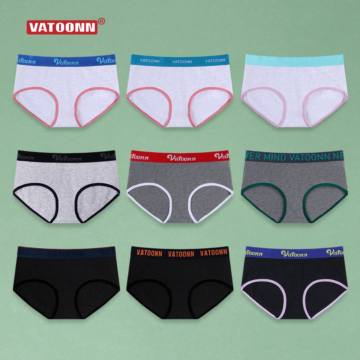 花佃品色女中腰三角内裤纯棉单色