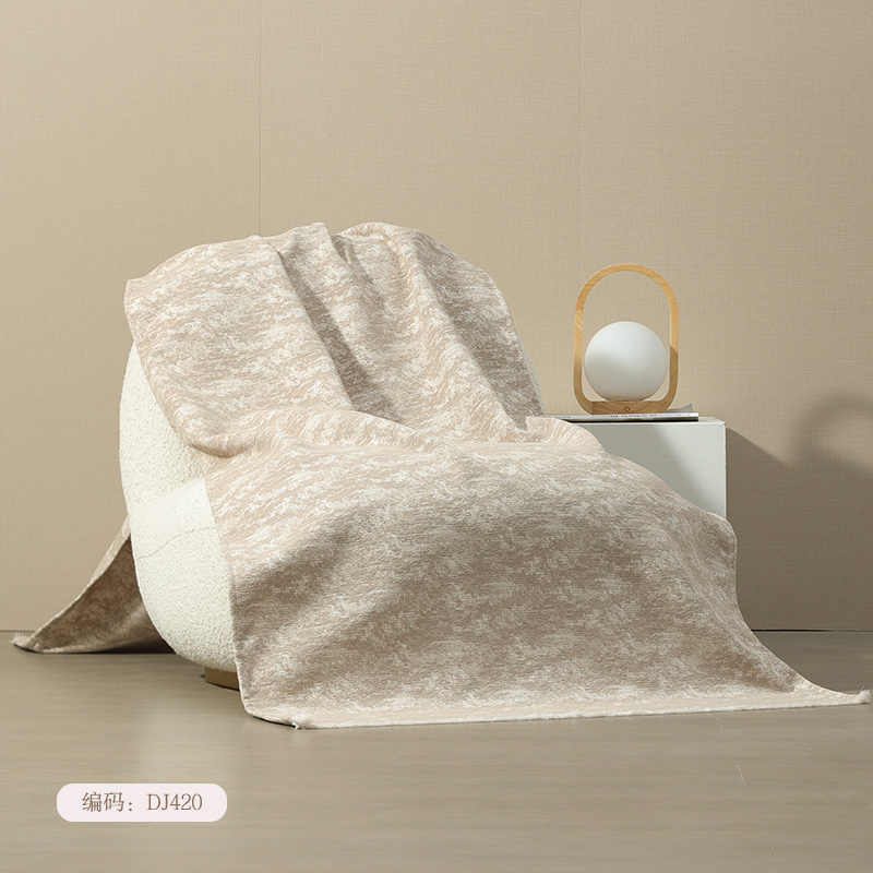 梦幻满屋简约卡其色斑纹流苏搭毯