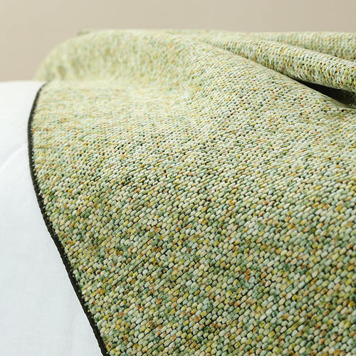 绿色浅绒渐变肌理床尾巾搭毯简约