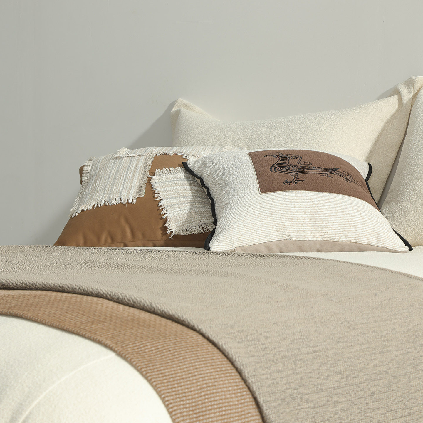 简约诧寂风【简素之境】系列床品配件 家居软装设计搭配抱枕床旗