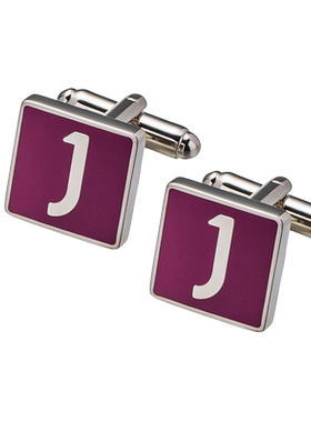 字母J法式衬衫袖扣KFLK免费刻字