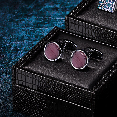 小巧弧面猫眼石袖扣KFLK免费刻字