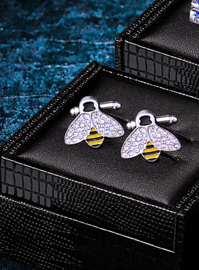 小蜜蜂法式衬衫袖扣男士衬衣袖口扣子女士动物袖钉定制 Cufflinks