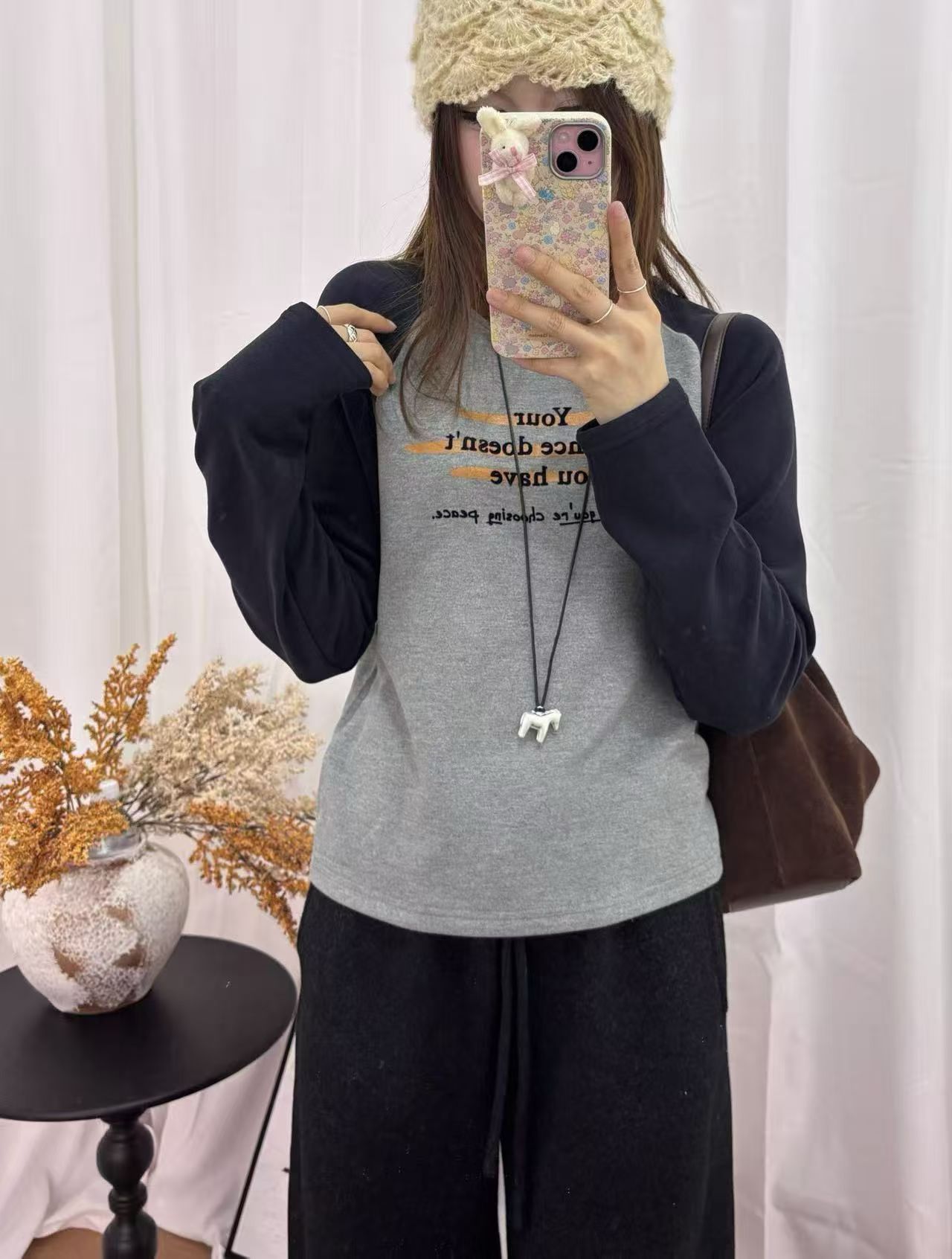 合体正肩小版打底衫女冬德绒加厚撞色插肩袖短款长袖T恤内搭外穿