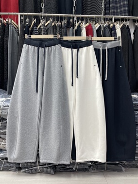 春款卫裤~蒂娜尚品79006正品弯刀阔腿裤女松紧腰抽绳休闲运动裤