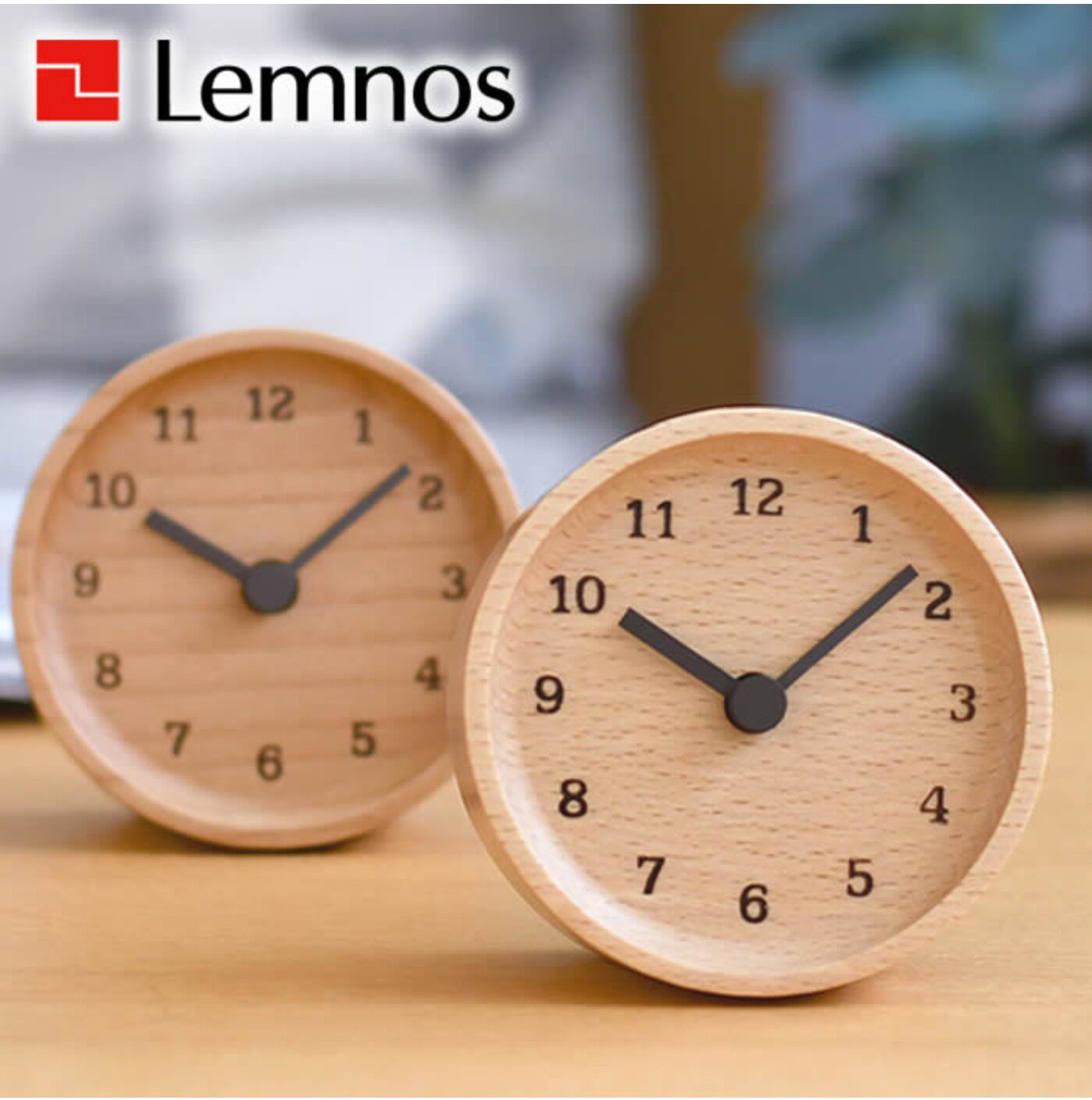 日本代购 Lemnos MUKU desk clock 天然木质台钟精致小巧静音钟表