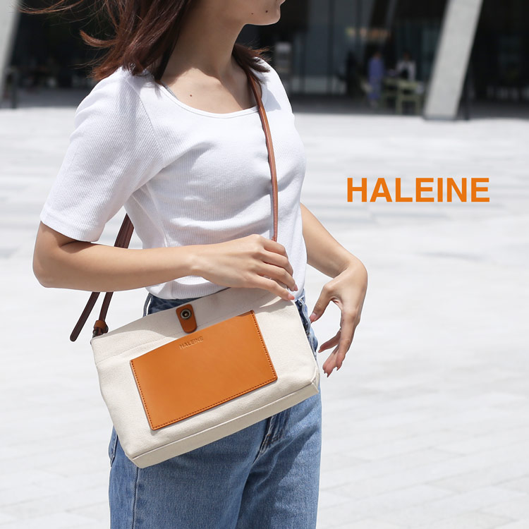 HALEINE单肩背包鞣革帆布包