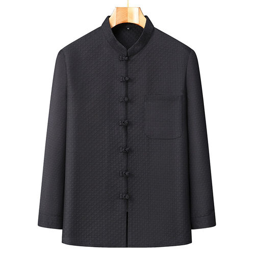 长袖衬衫国风立领唐装禅意茶服男