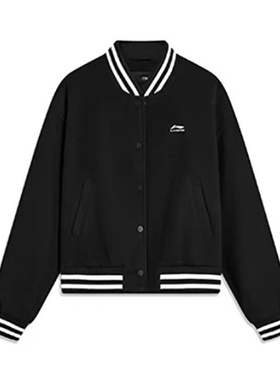 专柜正品李宁2023秋女运动休闲立领上装夹克外套黑色AJDT762-4