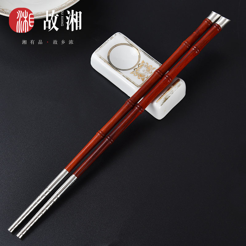 竹节设计头尾皆银999纯银筷子