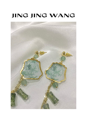 JINGJING2024春夏“清风摇翠”氛围感 清冷感 质感 新中式耳环