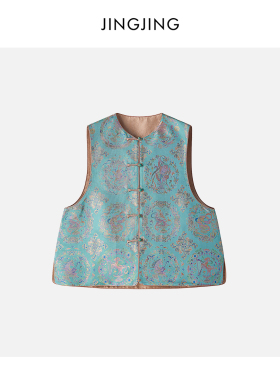 JINGJING2025新款“全家福”钱小萍双宫丝钢印桑蚕丝生肖马甲上衣