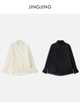 JINGJING2026新款“影纱”人丝醋酸简约轻薄肌理感透纱气质高领衫