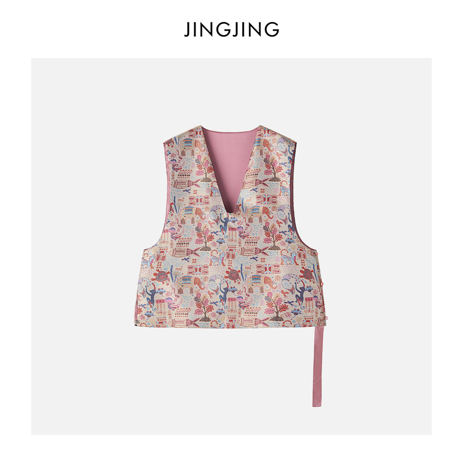 JINGJING2026新款“瑞兽百戏”复古气质V领百子百兽图新中式马甲,女装/女士精品,上衣,淘宝优惠券,粉丝福利购,淘宝优惠卷