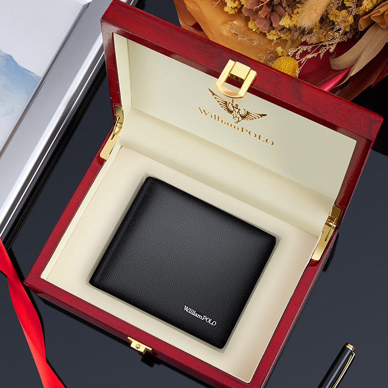 英皇保罗正品钱包男士真皮短款2026新款多卡位小巧超薄商务卡包男