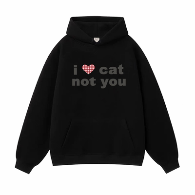 罗渽民同款I love cat no you卫衣男女装2025秋新款格子韩风带帽