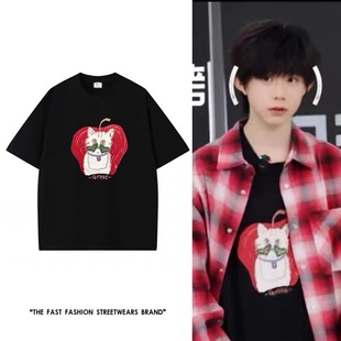 TF家族陈奕恒同款周边t恤短袖男女情侣同款白色纯棉美式复古衣服