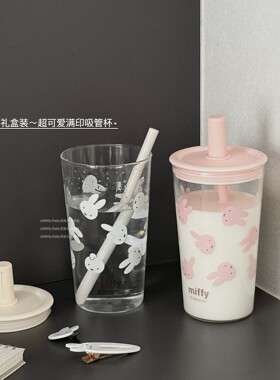 米菲玻璃吸管杯高颜值ins风水杯