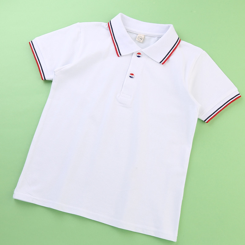 男童短袖polo衫小学生校服中大儿童白色翻领T恤女童毕业班服夏季