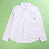 男童中小学生校服纯棉白色上衣小孩演出服衬衣 长袖 儿童衬衫 春秋装