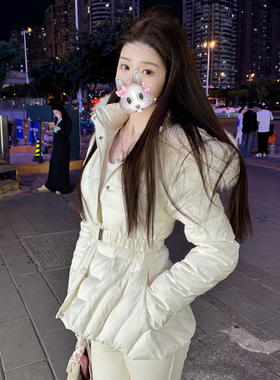 green大姐姐【韩女心机外套】狐狸毛领修身羽绒服收腰鸭绒短大衣