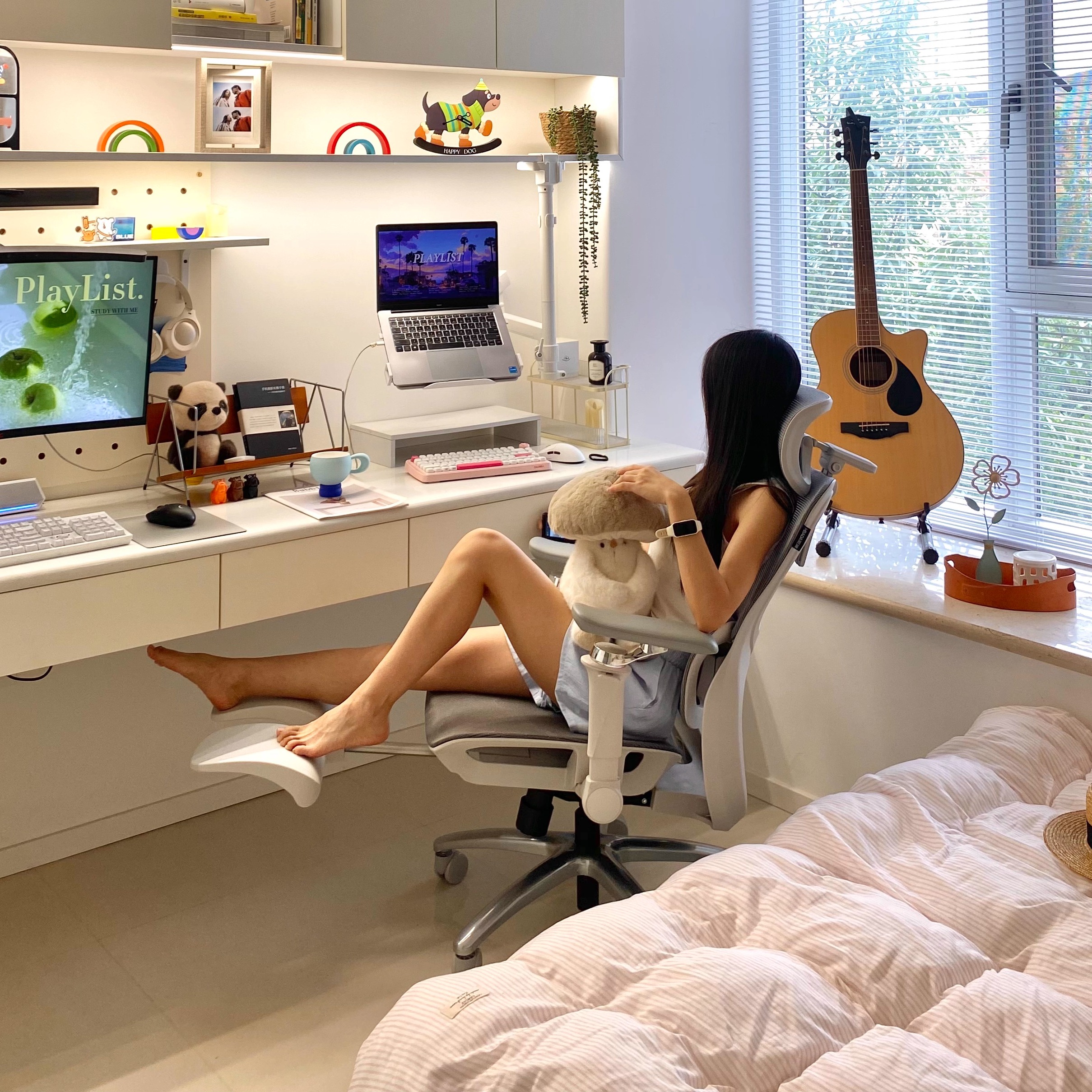 【DB】黑白调人体工学椅电脑椅撑腰久坐家用办公椅舒适座椅学习椅