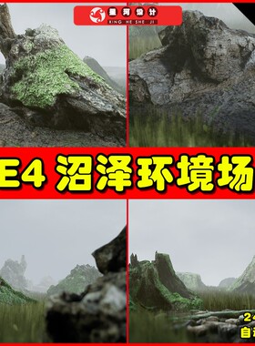 UE4UE5 RealiScan Photogrammetry Stumps写实沼泽枯木石头场景