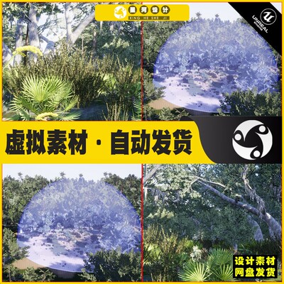 UE4UE5 Xeric Hammock Habitat Brush沼泽栖息地湿地灌木场景4.27