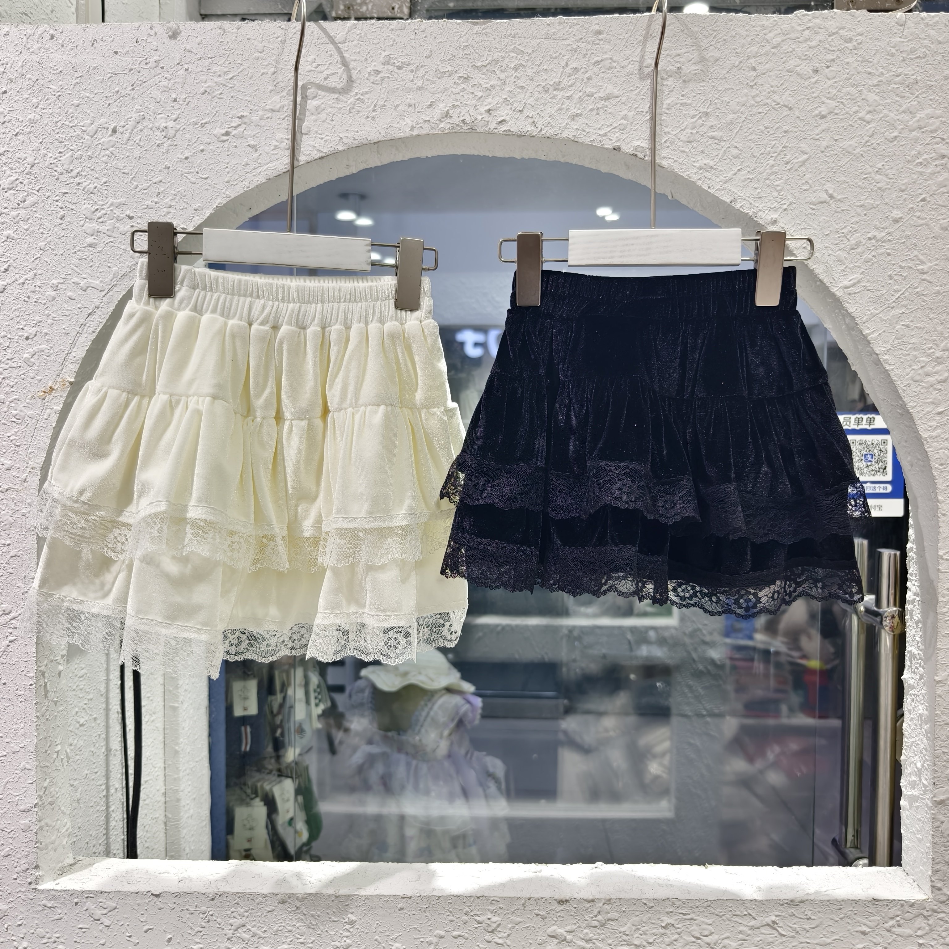 女童蕾丝丝绒半身裙短裙春秋4-12岁女孩蛋糕裙韩版蓬蓬裙百褶裙潮