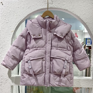 女童羽绒服中长款韩版收腰连帽6-12岁女孩羽绒外套保暖上衣时尚潮