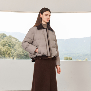 西装领2025时尚洋气翻领短款羽绒服女冬装减龄灰色外套312A0