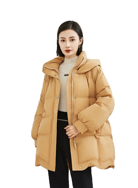 艾尚雪中长款连帽羽绒服