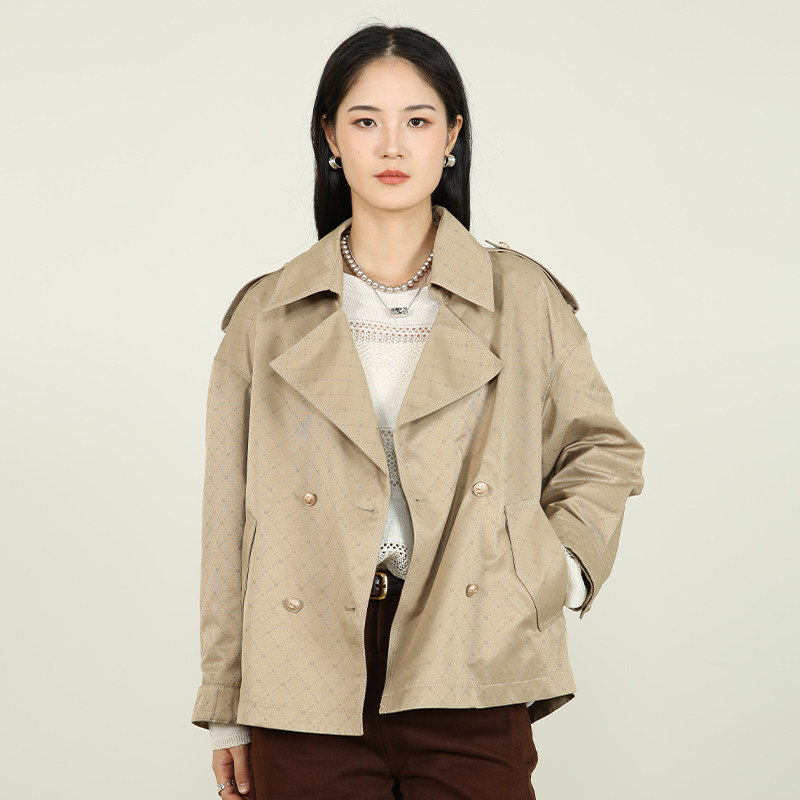 梵凯风衣女2025秋气质双排扣款宽松版短款风衣春秋休闲工装外套女,女装/女士精品,风衣,淘宝优惠券,粉丝福利购,淘宝优惠卷