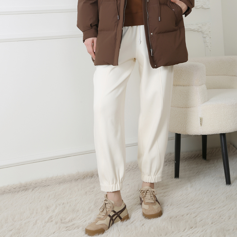 梵凯2025冬松紧腰加绒束脚休闲裤